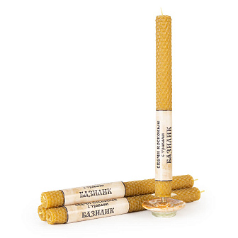 Свеча с травами катаная из вощины, Базилик
