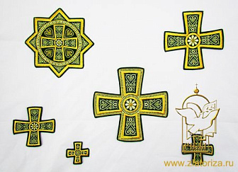 Набор крестов, иерейский, ГЕОРГИЕВСКИЙ зеленый с золотом, 14 шт, арт. 22049