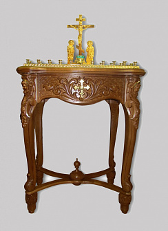 Панихидный стол №14 резной декор, частичное золочение золоч.крышка на 70 св.