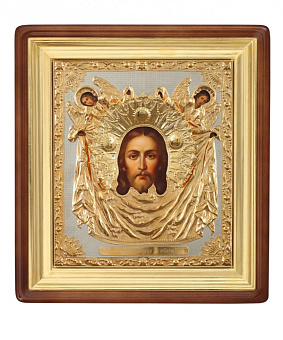 Икона живописная в киоте 30х40 масло, риза №97, киот №1 Спас Нерукотворный