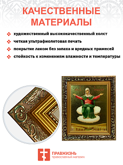 Икона Божией Матери Спорительница хлебов с золочением, узкая рамка 17,5х20,5х2 см