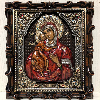 Икона Феодоровская - Костромская икона Божией Матери, резная из дерева