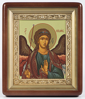 Икона в киоте 18х24 фигурный, темпера, рамка золочёная Архангел Михаил