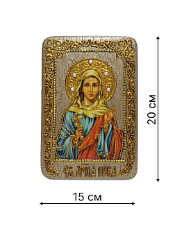 Настольная икона ''Святая мученица Ника Коринфская'' на мореном дубе