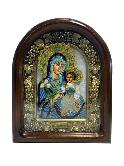 165 Именная икона Богородица Неувядаемый Цвет бисер дерево