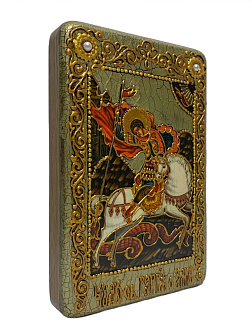 Икона ручной работы ''Чудо о змие Георгий Победоносец''