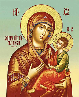 Икона Божией Матери "Грузинская" (Раифская) с золочением поталью, 03Г2-УЛ Икона Божией Матери "Грузинская" (Раифская) с золочением поталью, 03Г2-УЛ