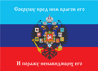 Флаг 081 Новороссия ЛНР_Сокрушу пред ним врагов его, 90х135 см, материал шелк для помещений