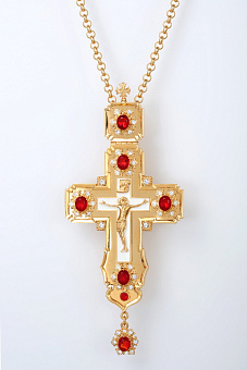 Крест наперсный № 106 литьевое распятие,эмаль /золочение/ Крест наперсный № 106 литьевое распятие,эмаль /золочение/
