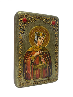 Настольная икона ''Святая мученица Александра Римская'' на мореном дубе