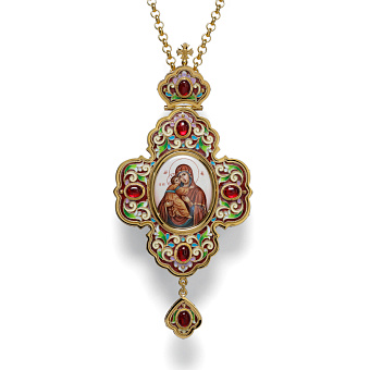 Панагия филигрань №0013 двойной рант финифть, эмаль / золочение / Владимирская БМ