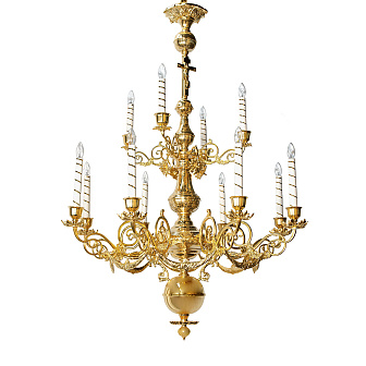 Паникадило 2 яруса 12 свечей большое золочение Паникадило 2 яруса 12 свечей большое золочение