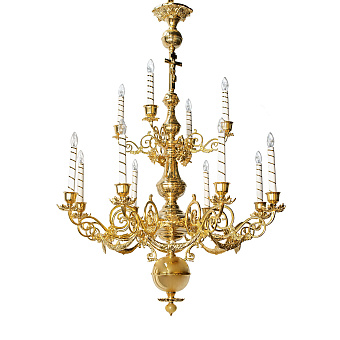 Паникадило 2 яруса 12 свечей большое золочение