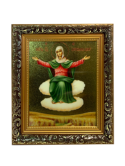 Икона Божией Матери Спорительница хлебов с золочением, узкая рамка 17,5х20,5х2 см