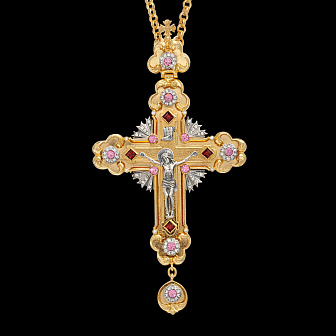 Крест наперсный №114 литьевое распятие / золочение, серебрение