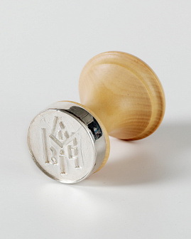 Печать для просфоры с литой накладкой серебрение ф 40 Божия Матерь