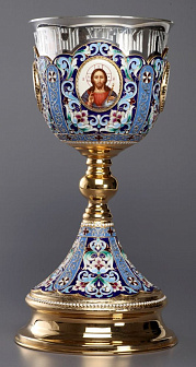 Потир 1.5л 4-финифти, филигрань, эмаль / золочение / серебряный стакан (УИН)