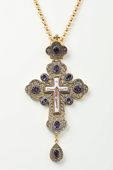 Крест наперсный филигрань №0021 финифть /золочение,серебрение/