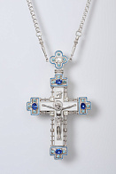 Крест наперсный № 137 литьевое распятие,эмаль /серебрение/