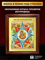 Икона Божией Матери Неопалимая Купина  с золочением, деревянная рамка со стеклом 15х18х2 см 181