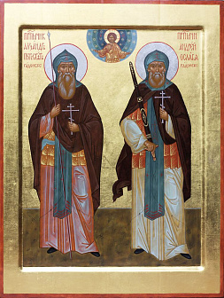 Икона под старину Александр Пересвет и Андрей Ослабля, Преподобные