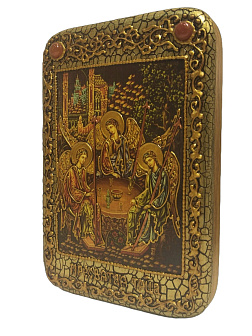 Икона ''Святая Троица'' ручной работы из дуба