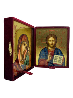 Каталог товаров pravzhizn Венчальные иконы Спаситель и Казанская с золочением УЛ 9х10,5 в бархатном складне Венчальные иконы Спаситель и Казанская с золочением УЛ 9х10,5 в бархатном складне