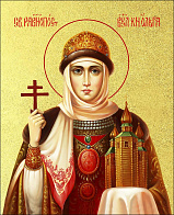 Икона Ольга Великая княгиня с золочением, деревянная рамка со стеклом 15х18х2 см 113