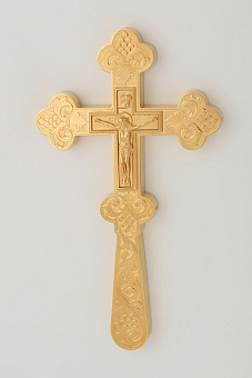 Крест напрестольный водосвятный ручная гравировка / золочение / серебро (УИН)