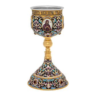 Потир 0.85л 4-финифти, филигрань, эмаль, роспись №19 / золочение / серебряный вкладыш (УИН)
