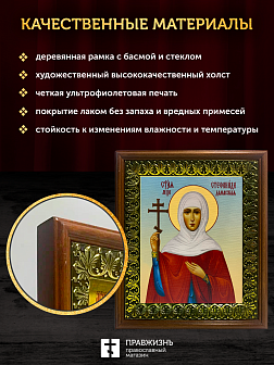 Икона Стефанида Стефания мученица, деревянная рамка с басмой и стеклом 18х21х2,5 см 202