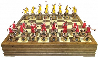 Шахматы эксклюзивные с фигурами из цинкового сплава покрашенными в полу-коллекционном качестве "Баскетбол"