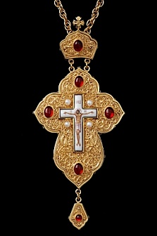 Крест наперсный филигрань №0004 двойной рант финифть /золочение/