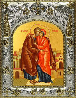 Икона складень Иоаким и Анна праведные и Ангел Хранитель 078