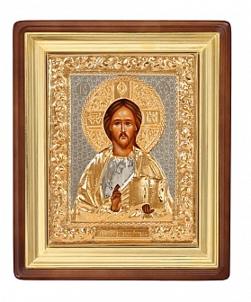 Икона писаная маслом ''Господь Вседержитель'' в ризе из золота
