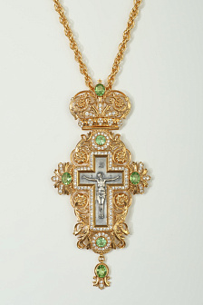 Крест наперсный № 189 литьевое распятие /золочение,серебрение/