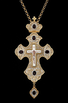 Крест наперсный филигрань №0016 финифть /золочение,серебрение/