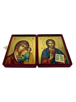 Каталог товаров pravzhizn Венчальные иконы Спаситель и Казанская с золочением УЛ 13х16 в бархатном складне Венчальные иконы Спаситель и Казанская с золочением УЛ 13х16 в бархатном складне