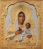 Икона живописная Божией Матери «Козельщанская» 30х40, масло, риза №15, золочение