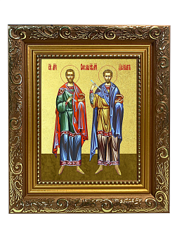 Икона "Косьма и Дамиан", свв. мчч., с золочением поталью, 09059-УЛ