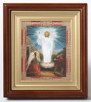 Воскресение Христово, Икона в киоте 11х13 сложный, двойное тиснение