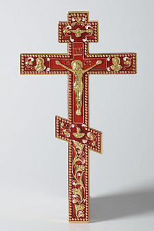 Крест напрестольный гальванопластика с золочение и эмалью Крест напрестольный гальванопластика с золочение и эмалью
