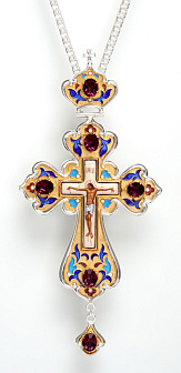 Крест наперсный №162 филигрань, эмаль / золочение, серебрение