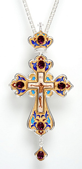 Крест наперсный №162 филигрань, эмаль / золочение, серебрение Крест наперсный №162 филигрань, эмаль / золочение, серебрение
