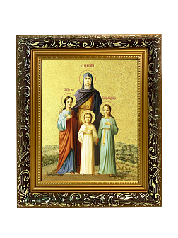 Икона "Вера, Надежда, Любовь и мать их София", свв. мцц., с золочением поталью, 10045-УЛ