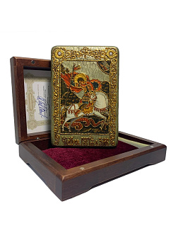 Икона ручной работы ''Чудо о змие Георгий Победоносец''