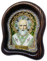 Икона Святой ''Николай Чудотворец'' с натуральными камнями ручной работы