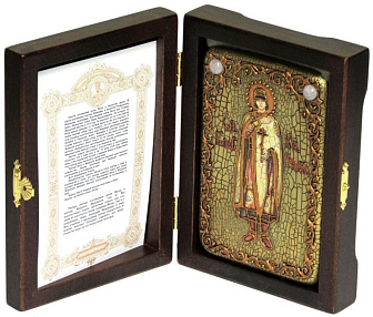 Настольная икона ''Святой благоверный князь Глеб'' на мореном дубе