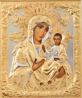Икона живописная Божией Матери «Иверская» 24х30, масло, риза №13, золочение