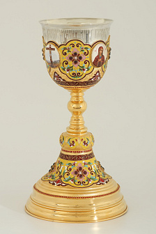 Потир 1.5л 4-финифти, филигрань, эмаль / поддон конус 2, 0л / золочение / серебряный стакан (УИН)